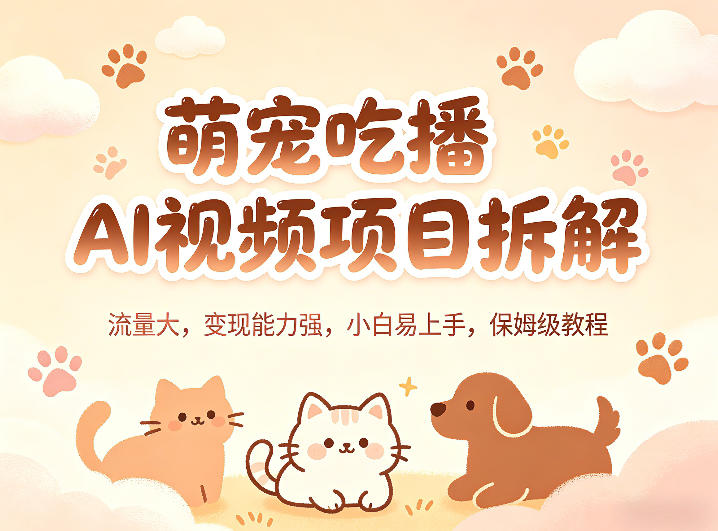 萌宠吃播AI视频项目拆解，流量大，变现能力强，小白易上手，保姆级教程-悟思笔记，一个低调的学习营。