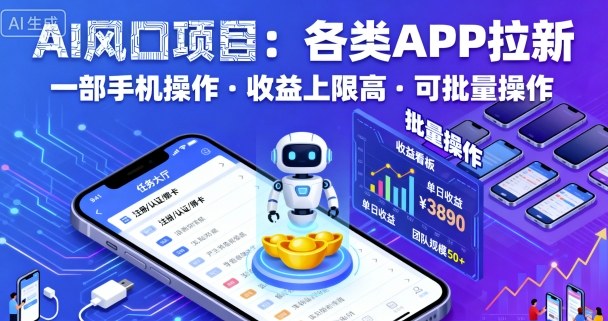 AI风口项目，各类APP拉新，一部手机就可以操作，收益上限高，可批量操作-悟思笔记，一个低调的学习营。
