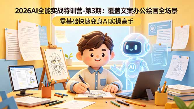 2026AI全能实战特训营-第3期：覆盖文案办公绘画全场景 零基础快速变身AI实操高手-悟思笔记，一个低调的学习营。