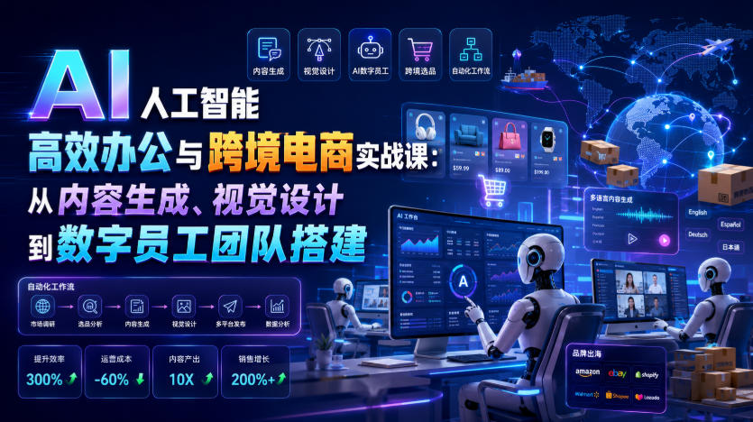 AI人工智能高效办公与跨境电商实战课：从内容生成、视觉设计到数字员工团队搭建-悟思笔记，一个低调的学习营。