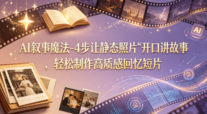 AI叙事魔法-4步让静态照片“开口讲故事”，轻松制作高质感回忆短片-悟思笔记，一个低调的学习营。