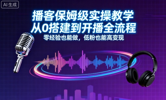播客保姆级实操教学，从0搭建到开播全流程，零经验也能做，低粉也能高变现-悟思笔记，一个低调的学习营。