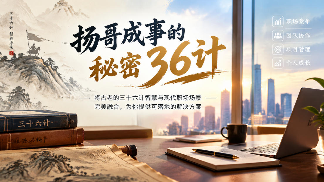 扬哥成事的秘密36计，将古老的三十六计智慧与现代职场场景完美融合，为你提供可落地的解决方案-悟思笔记，一个低调的学习营。