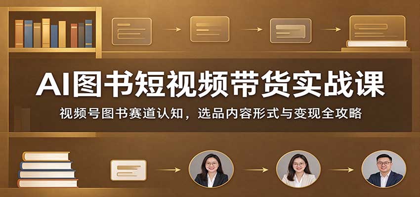 AI图书短视频带货实战课：视频号图书赛道认知，选品内容形式与变现全攻略-悟思笔记，一个低调的学习营。