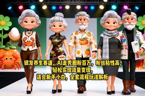 银发养生赛道，AI走秀圈粉百万，粉丝粘性高，轻松实现流量变现，适合新手小白，全套流程玩法解析-悟思笔记，一个低调的学习营。