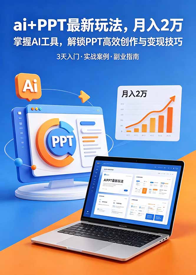 ai+PPT最新玩法，月入2万掌握AI工具，解锁PPT高效创作与变现技巧3天入门，实战案例·副业指南-悟思笔记，一个低调的学习营。