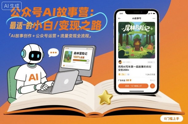 公众号ai故事营，最适合小白的自媒体变现之路-悟思笔记，一个低调的学习营。