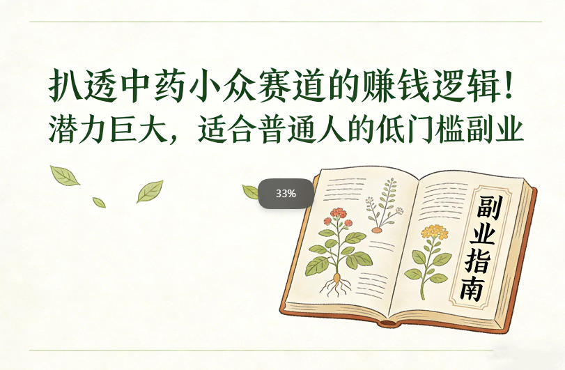 扒透中药小众赛道的賺米逻辑，潜力巨大，适合普通人的低门槛副业-悟思笔记，一个低调的学习营。