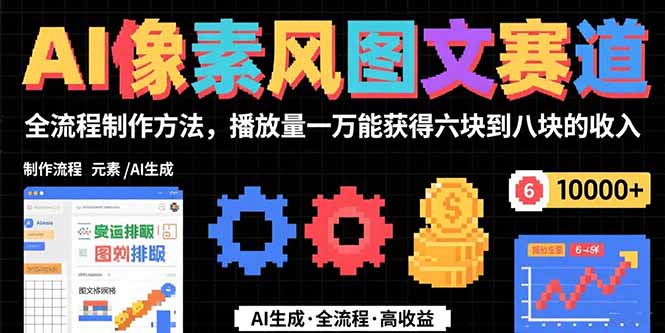 AI像素风图文赛道：全流程制作方法，播放量一万能获得6块到8块的收入-悟思笔记，一个低调的学习营。