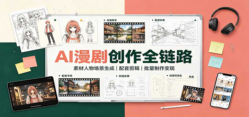 AI漫剧创作全链路：素材人物场景生成，配音剪辑，批量制作变现-悟思笔记，一个低调的学习营。