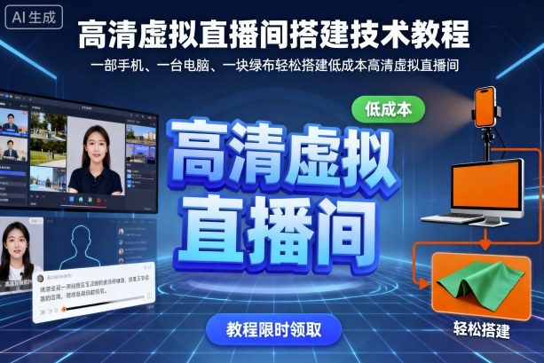 高清虚拟直播间搭建技术教程，一部手机、一台电脑、一块绿布轻松搭建低成本高清虚拟直播间-悟思笔记，一个低调的学习营。