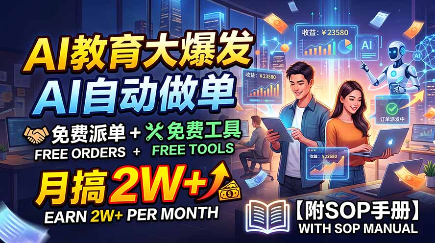 AI教育大爆发，AI自动做单，免费派单+免费工具，月搞2W+【附SOP手册】-悟思笔记，一个低调的学习营。