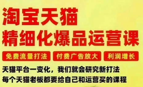 淘宝天猫精细化爆品运营课，免费流量打法-付费广告放大-利润增长-三大核心痛点，一次全部解决-悟思笔记，一个低调的学习营。
