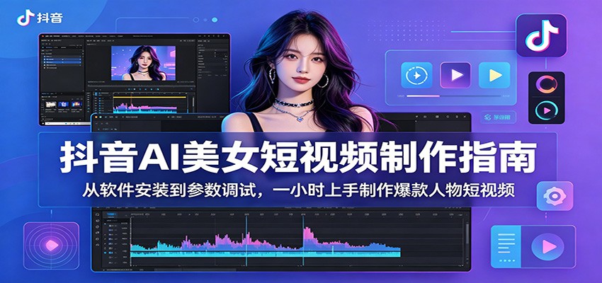 抖音AI美女短视频制作指南：从软件安装到参数调试，一小时上手制作爆款人物短视频-悟思笔记，一个低调的学习营。