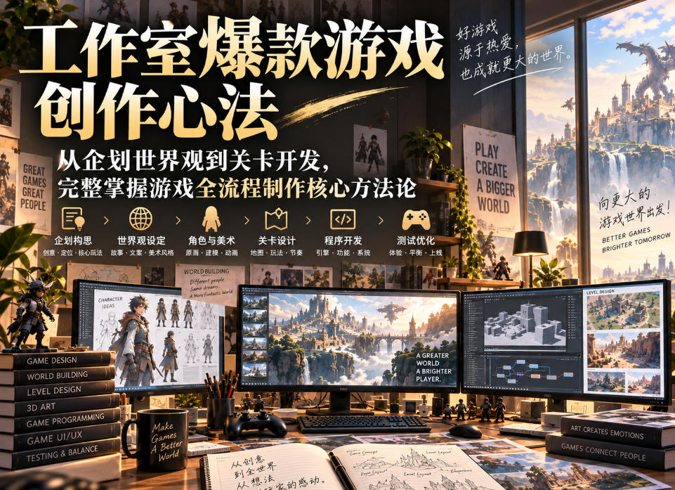 工作室爆款游戏创作心法｜从企划世界观到关卡开发，完整掌握游戏全流程制作核心方法论-悟思笔记，一个低调的学习营。