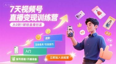 7天视频号直播变现训练营，带你从0到1解锁视频号直播创富-悟思笔记，一个低调的学习营。