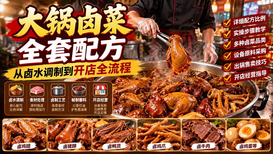 大锅卤菜全套配方，从卤水调制到开店全流程，感觉学会了去摆摊也不错-悟思笔记，一个低调的学习营。