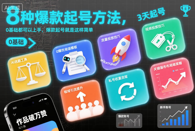 8种爆款起号方法，0基础都可以上手，爆款起号就是这样简单-悟思笔记，一个低调的学习营。
