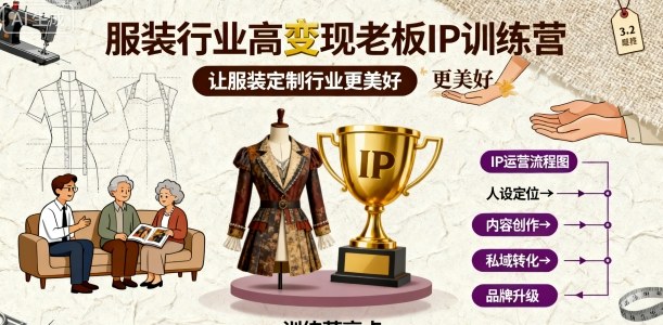 服装行业高变现老板IP训练营，让服装定制行业更美好-悟思笔记，一个低调的学习营。