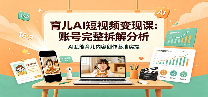 育儿AI短视频变现课：账号完整拆解分析，AI赋能育儿内容创作落地实操-悟思笔记，一个低调的学习营。