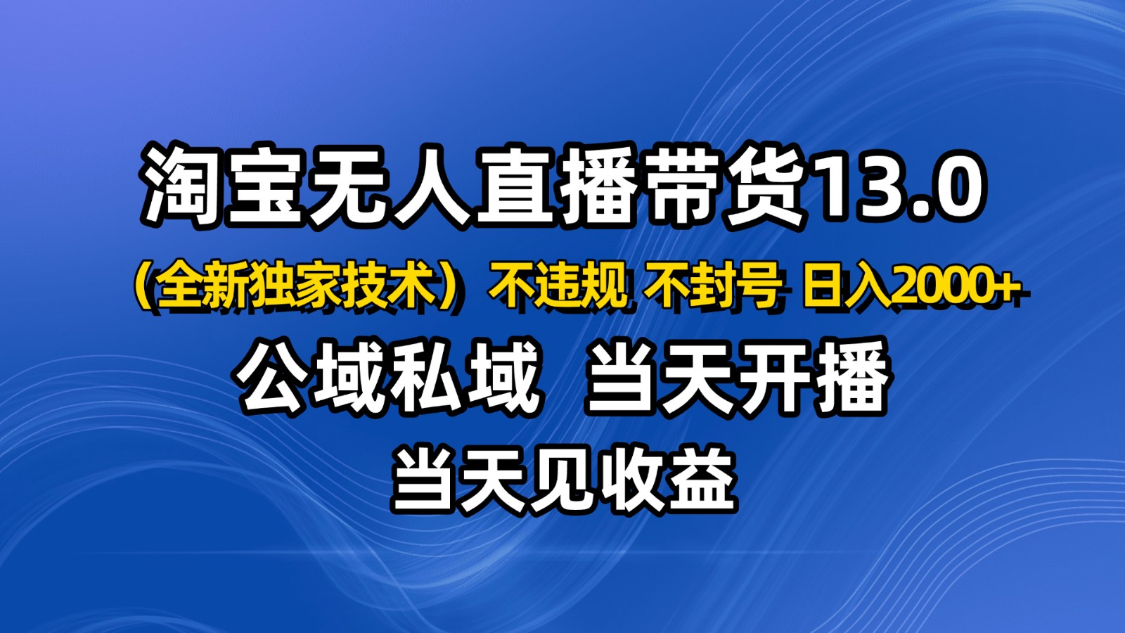 淘宝无人直播13.0，公域私域技术，不封号，不违规 布局下半年旺季赛道，日入2000+-悟思笔记，一个低调的学习营。