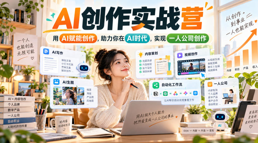 AI创作实战营，用AI赋能创作，助力你在AI时代，实现一人公司创作(更新)-悟思笔记，一个低调的学习营。