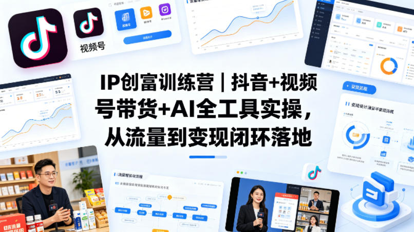IP创富训练营｜抖音+视频号带货+AI全工具实操，从流量到变现闭环落地-悟思笔记，一个低调的学习营。