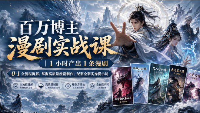 百万博主漫剧实战课｜1小时产出1条漫剧，0‑1全流程拆解，掌握高质量漫剧制作，配套全套实操提示词-悟思笔记，一个低调的学习营。
