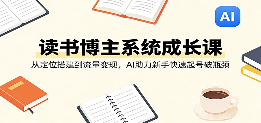 读书博主系统成长课：从定位搭建到流量变现，AI助力新手快速起号破瓶颈-悟思笔记，一个低调的学习营。