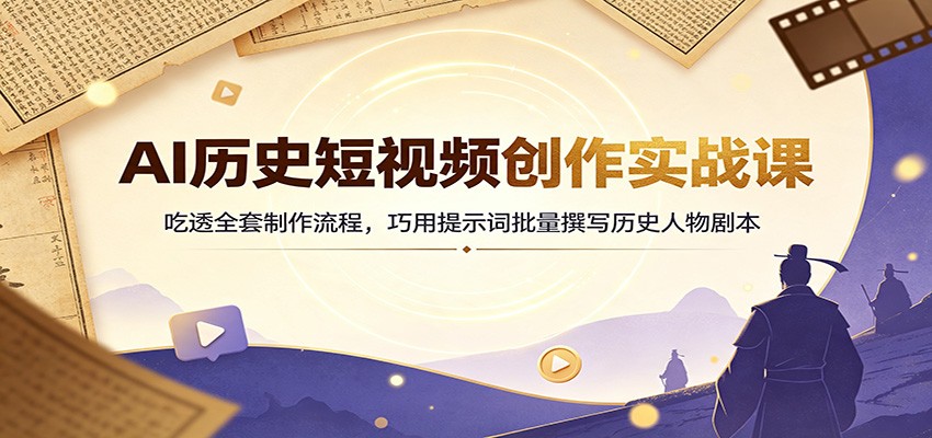 AI历史短视频创作实战课：吃透全套制作流程，巧用提示词批量撰写历史人物剧本-悟思笔记，一个低调的学习营。
