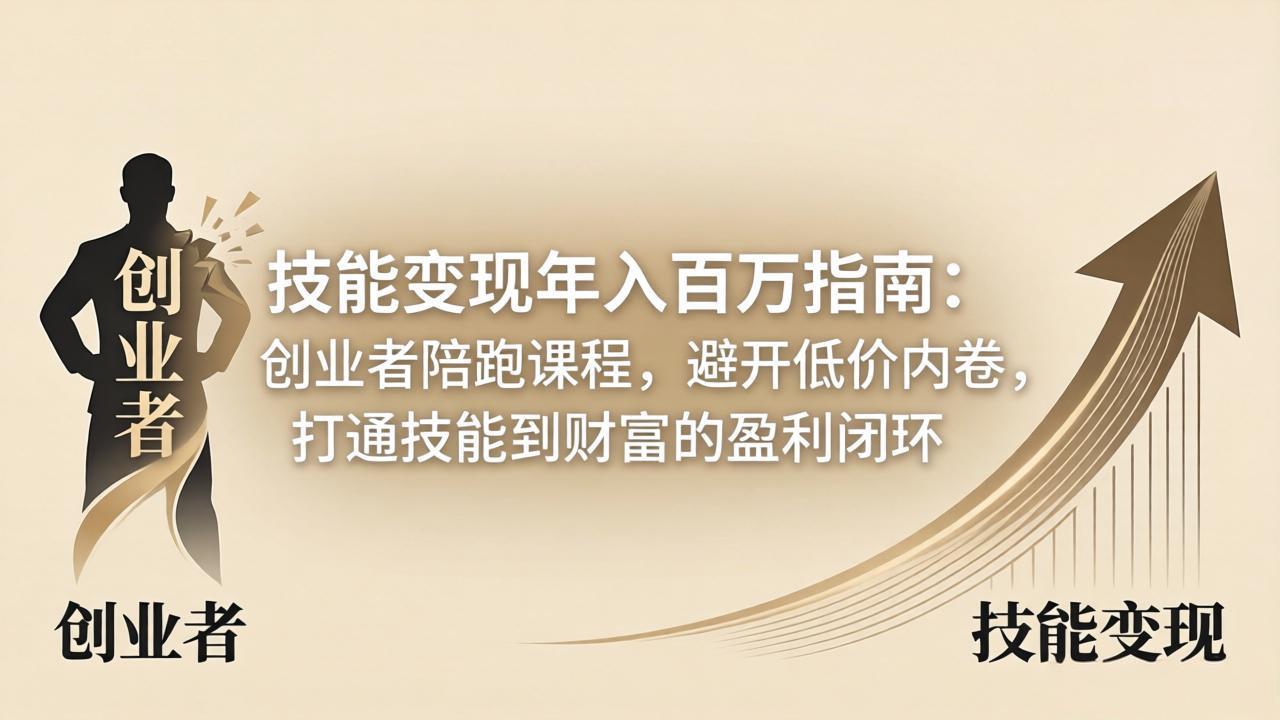 技能变现年入百万指南：创业者陪跑课程，避开低价内卷，打通技能到财富的盈利闭环-悟思笔记，一个低调的学习营。