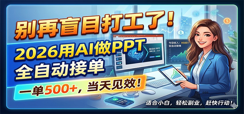 别再盲目打工了！2026用AI做PPT全自动接单，一单5张+，当天见效！-悟思笔记，一个低调的学习营。
