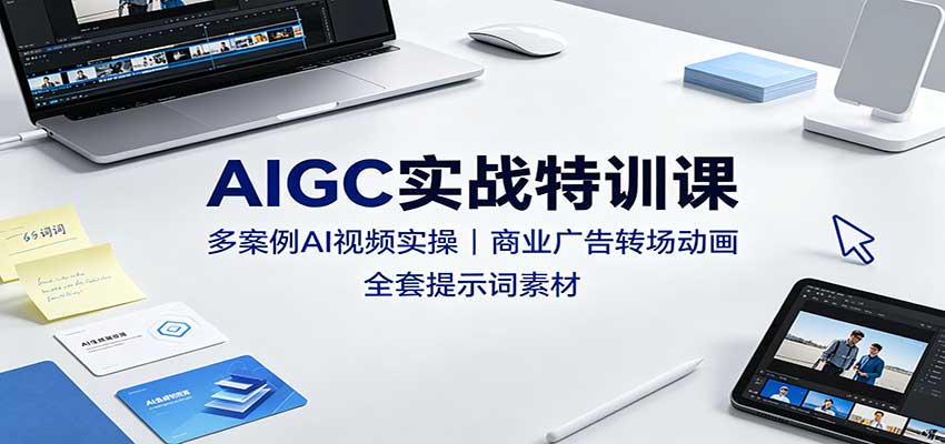 AIGC实战特训课：多案例AI视频实操，商业广告转场动画，全套提示词素材-悟思笔记，一个低调的学习营。