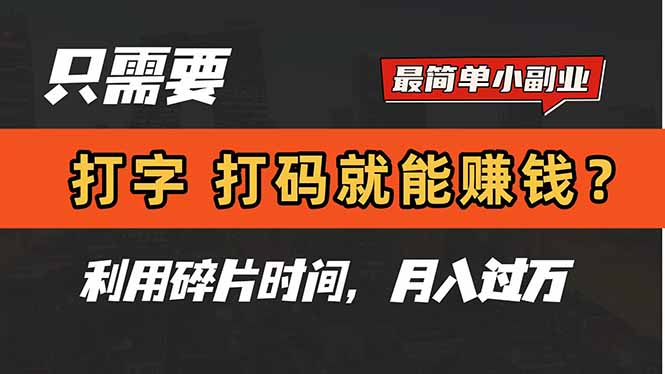 只需要打字，打码，就能赚钱？简单的赚钱小副业，利用碎片时间，月入过万-悟思笔记，一个低调的学习营。