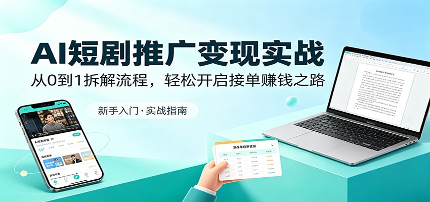 AI短剧推广变现实战：从0到1拆解流程，轻松开启接单赚钱之路-悟思笔记，一个低调的学习营。