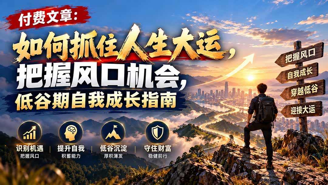 付费文章：如何抓住人生大运，把握风口机会，低谷期自我成长指南-悟思笔记，一个低调的学习营。