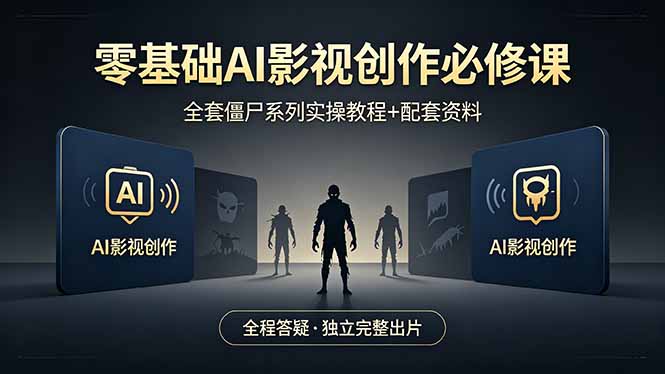 零基础AI影视创作必修课，全套僵尸系列实操教程加配套资料，全程答疑带你独立完整出片-悟思笔记，一个低调的学习营。
