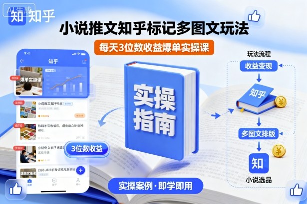 小说推文知乎标记多图文玩法，每天3位数收益爆单实操课-悟思笔记，一个低调的学习营。