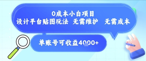 0成本小白项目，设计平台贴图玩法，无需维护，无需成本，单账号单月可产生收益4k+-悟思笔记，一个低调的学习营。