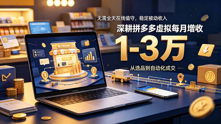 无需全天在线值守，稳定被动收入，深耕拼多多虚拟每月增收 1-3 万-悟思笔记，一个低调的学习营。