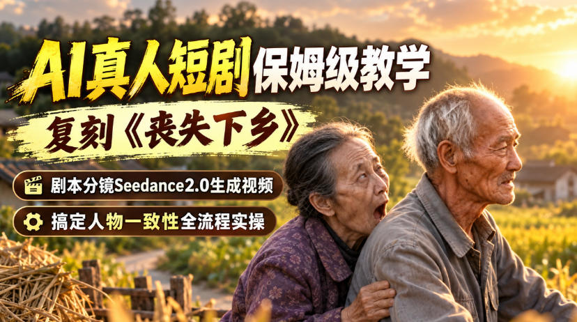 AI真人短剧保姆级教学，复刻《丧失下乡》，剧本分镜Seedance2.0生成视频，搞定人物一致性全流程实操-悟思笔记，一个低调的学习营。