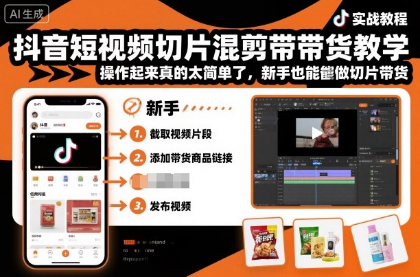 抖音短视频切片混剪带货教学，操作起来真的太简单了，新手也能做切片带货-悟思笔记，一个低调的学习营。