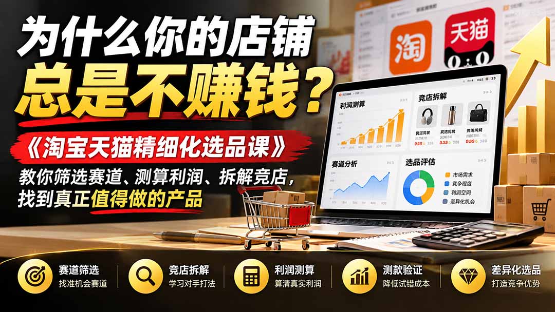 为什么你的店铺总是不赚钱？《淘宝天猫精细化选品课》教你筛选赛道、测算利润、拆解竞店，找到真正值得做的产品-悟思笔记，一个低调的学习营。
