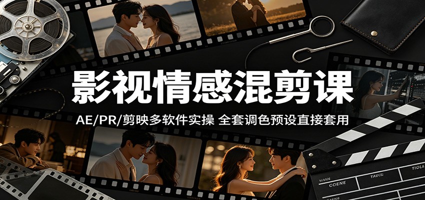影视情感混剪课：AE/PR/剪映多软件实操，全套调色预设直接套用-悟思笔记，一个低调的学习营。
