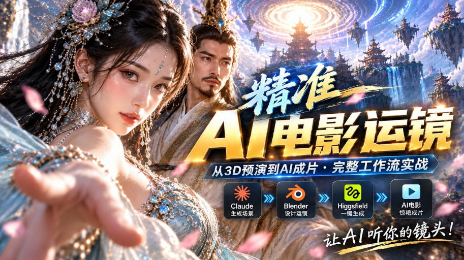 AI视频终于能精准运镜了！Claude+Blender+Higgsfield免费插件实测-悟思笔记，一个低调的学习营。