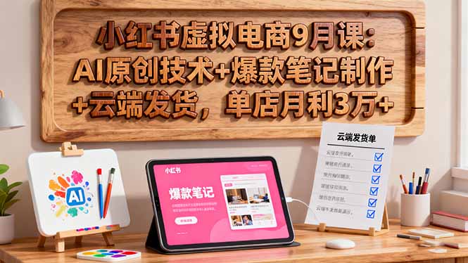小红书虚拟电商9月课：AI原创技术+爆款笔记制作+云端发货，单店月利3万+-悟思笔记，一个低调的学习营。