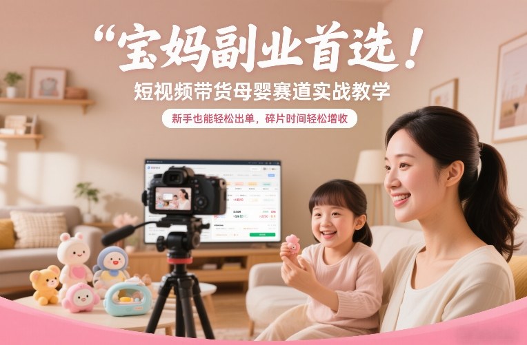宝妈副业首选！短视频带货母婴赛道实战教学，新手也能轻松出单，碎片时间轻松增收-悟思笔记，一个低调的学习营。