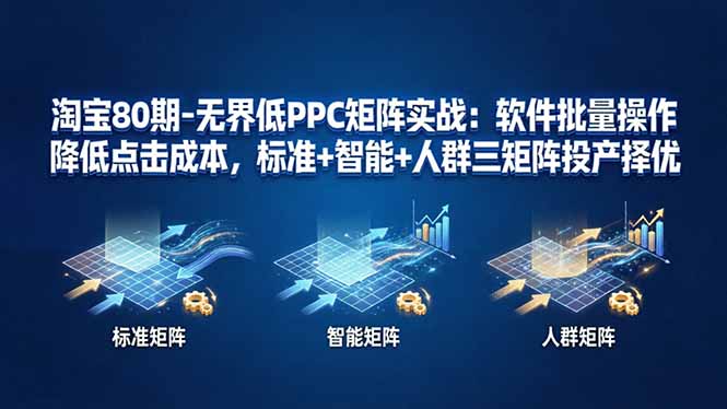 淘宝80期-无界低PPC矩阵实战：软件批量操作降低点击成本，标准+智能+人群三矩阵投产择优-悟思笔记，一个低调的学习营。