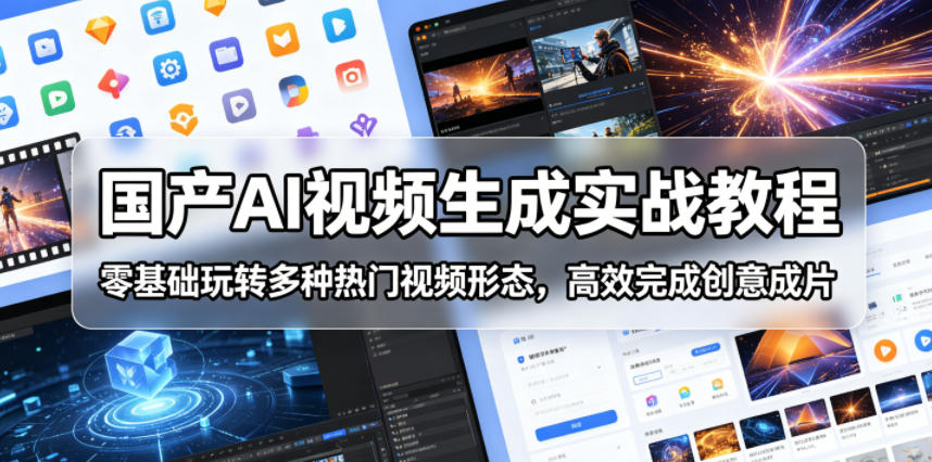 国产AI视频生成实战教程，零基础玩转多种热门视频形态，高效完成创意成片-悟思笔记，一个低调的学习营。