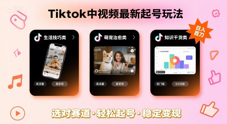 Tiktok中视频最新起号玩法，想要日入百刀，做好这几个赛道就可以了-悟思笔记，一个低调的学习营。